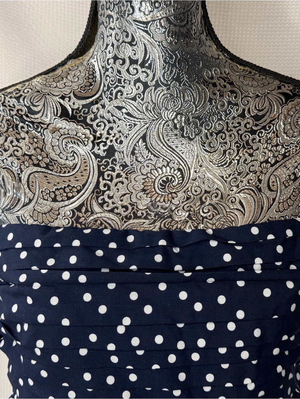 Abercrombie & Fitch Navy and White Polka Dot Mini Dress/Shorts - Picture 2 of 14